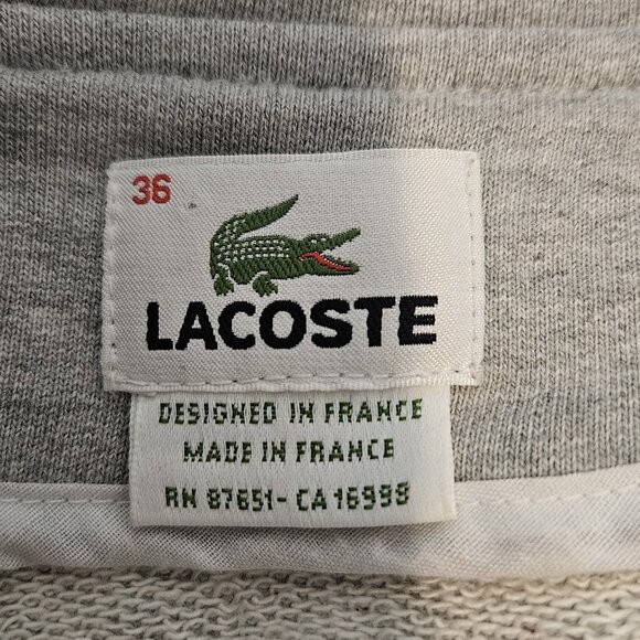 Lacoste Gray Double Breasted Cotton Peacoat Jacket Womens  Sz 36 Small 6 - Picture 2 of 3